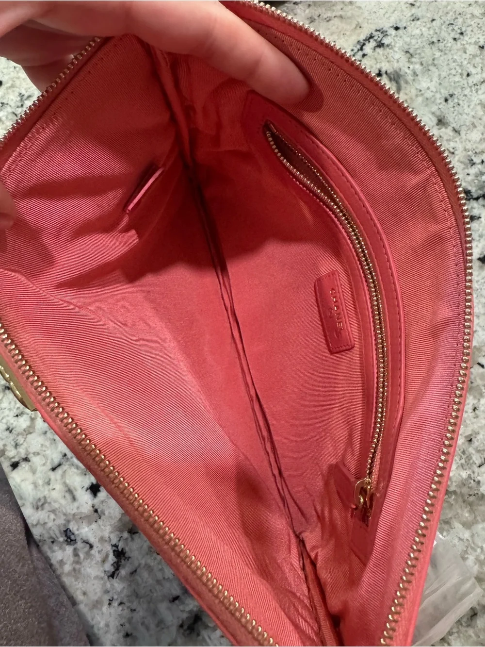 Rare Chanel Boy Quilted Lambskin Clutch in Coral